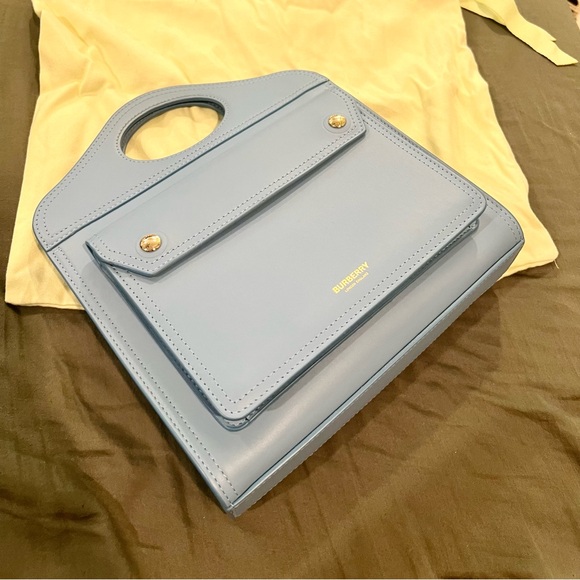 BURBERRY Mini Leather Pocket Bag - Blue - Picture 3 of 7